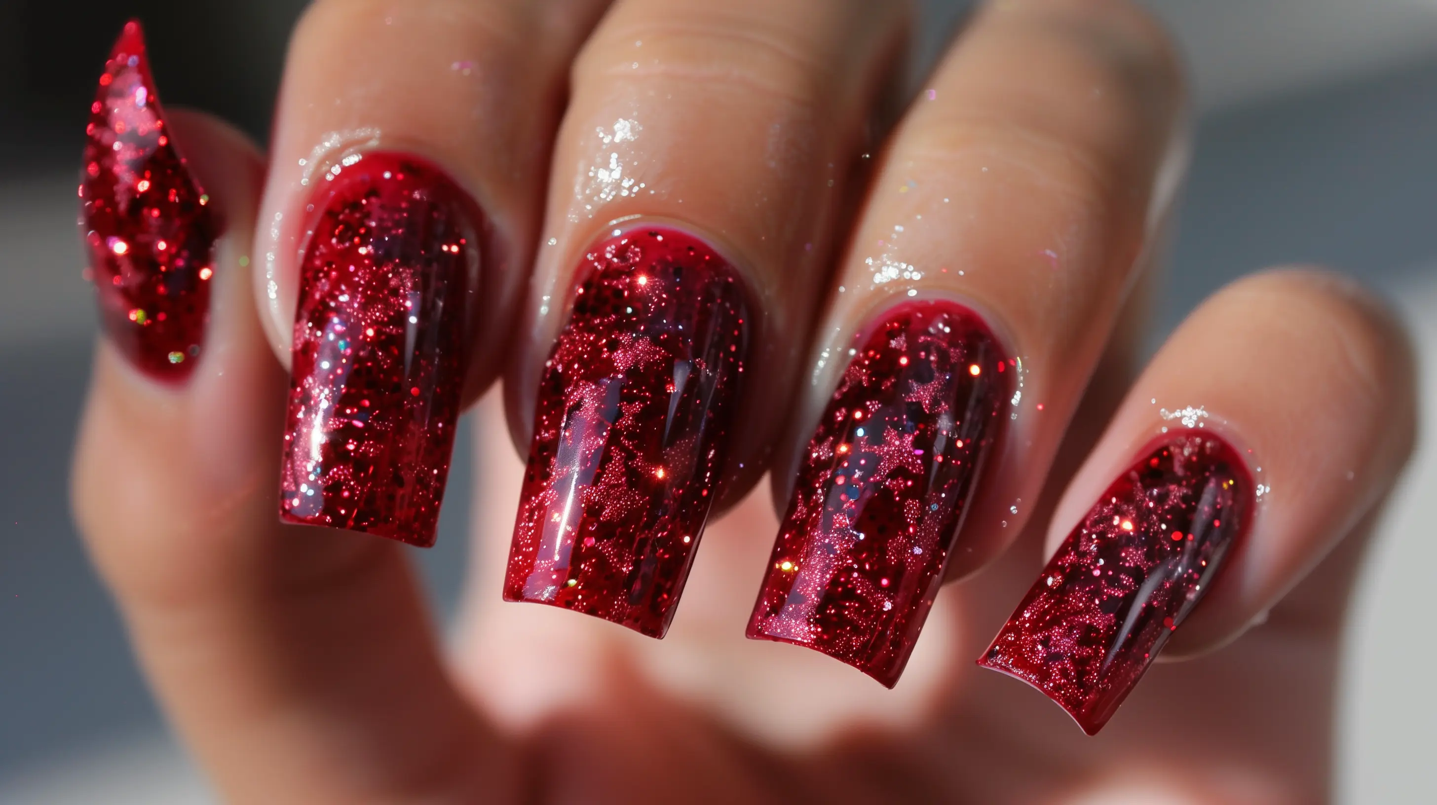 glitter-red-quince-nails