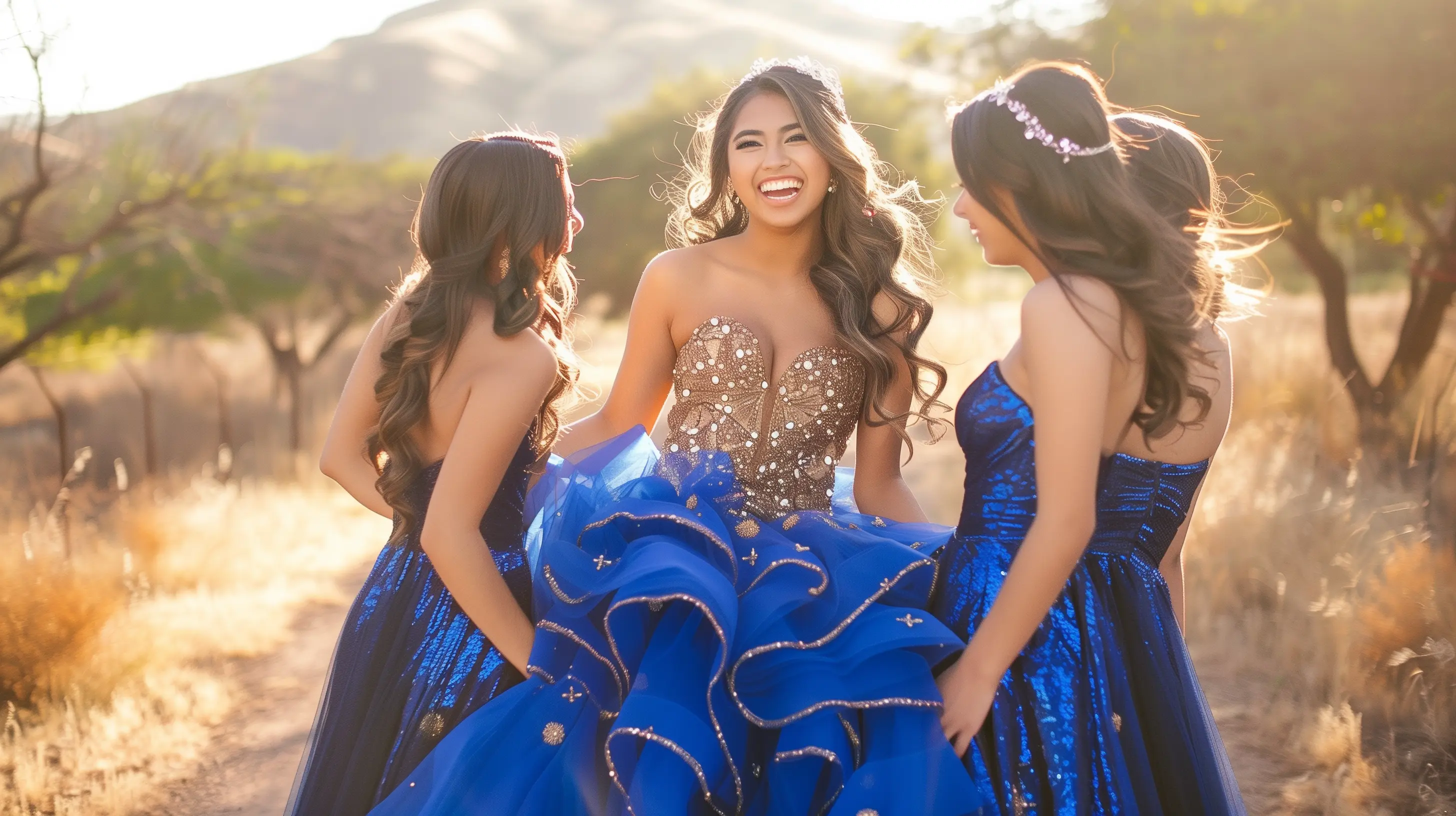 royal blue quince dress with damas