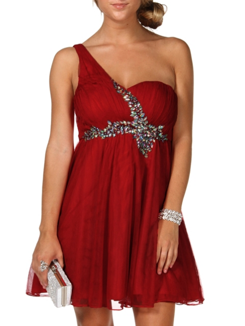 Windsor Store Red Single Shoulder Party Dress $79.90