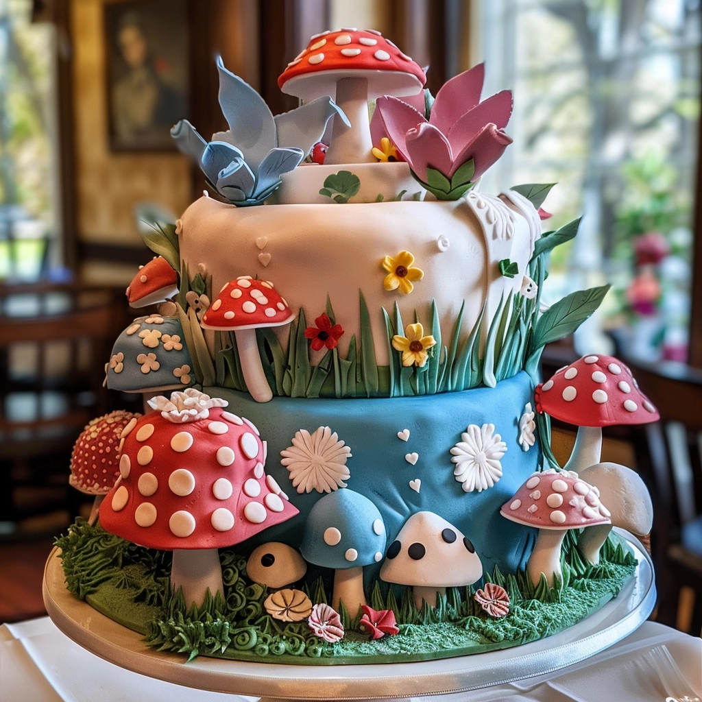 a photo of alice in wonderland cake for a quinceanera