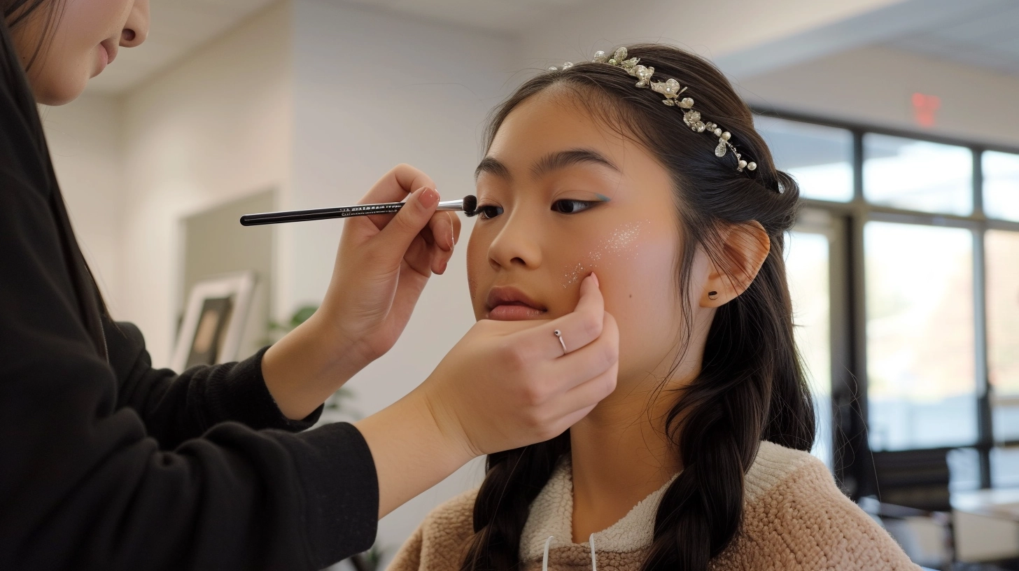 Quince makeup being applied