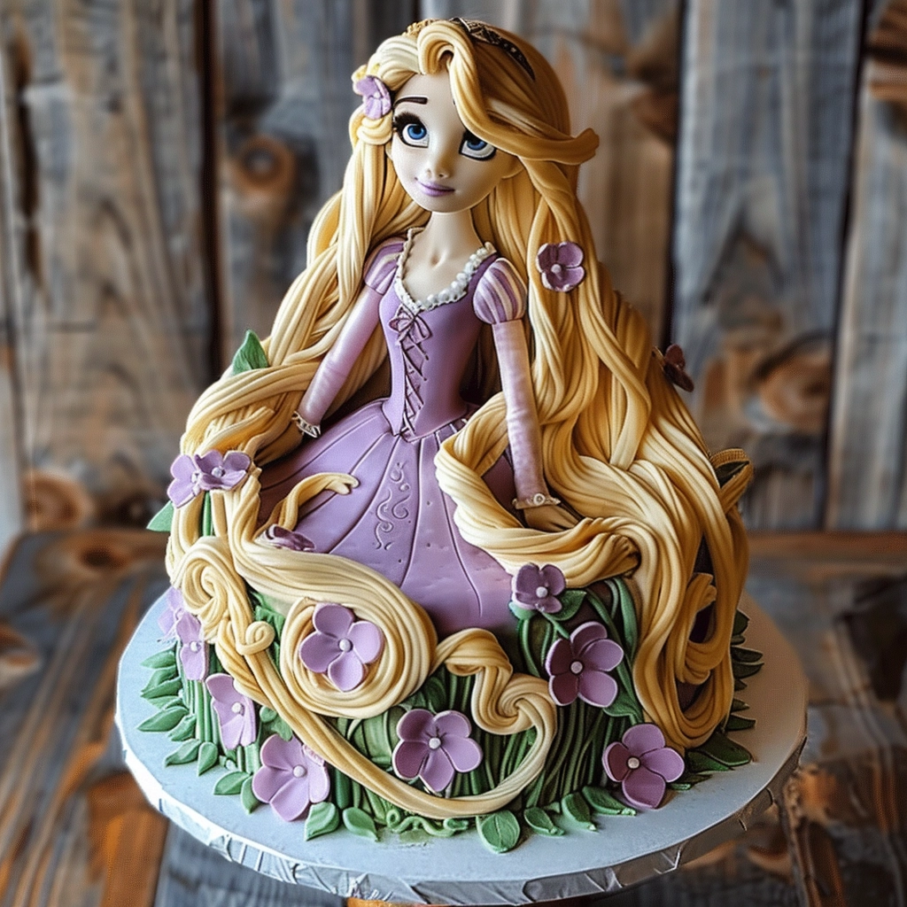 Pastel de Quinceañera inspirado en Rapunzel