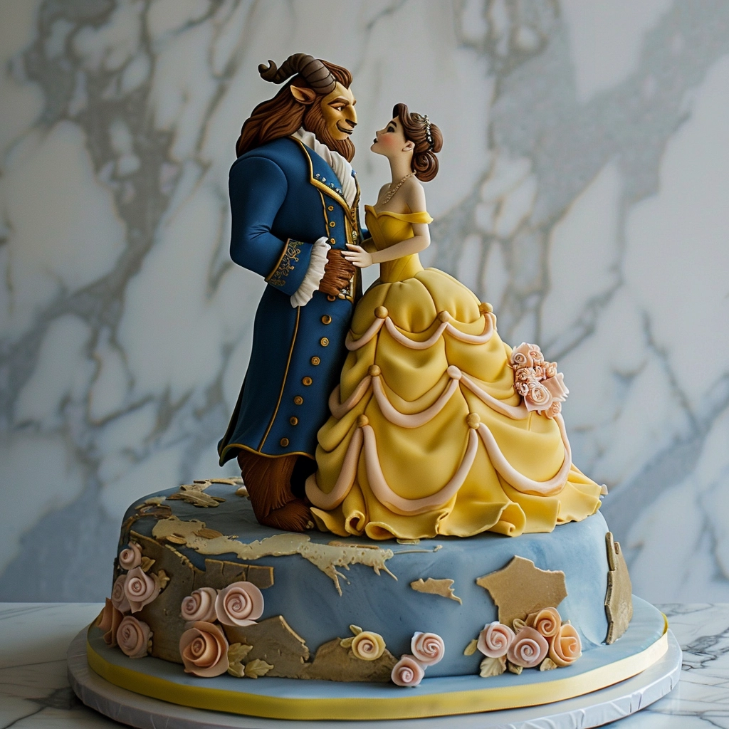 beauty and the beast disney cake for a quinceanera