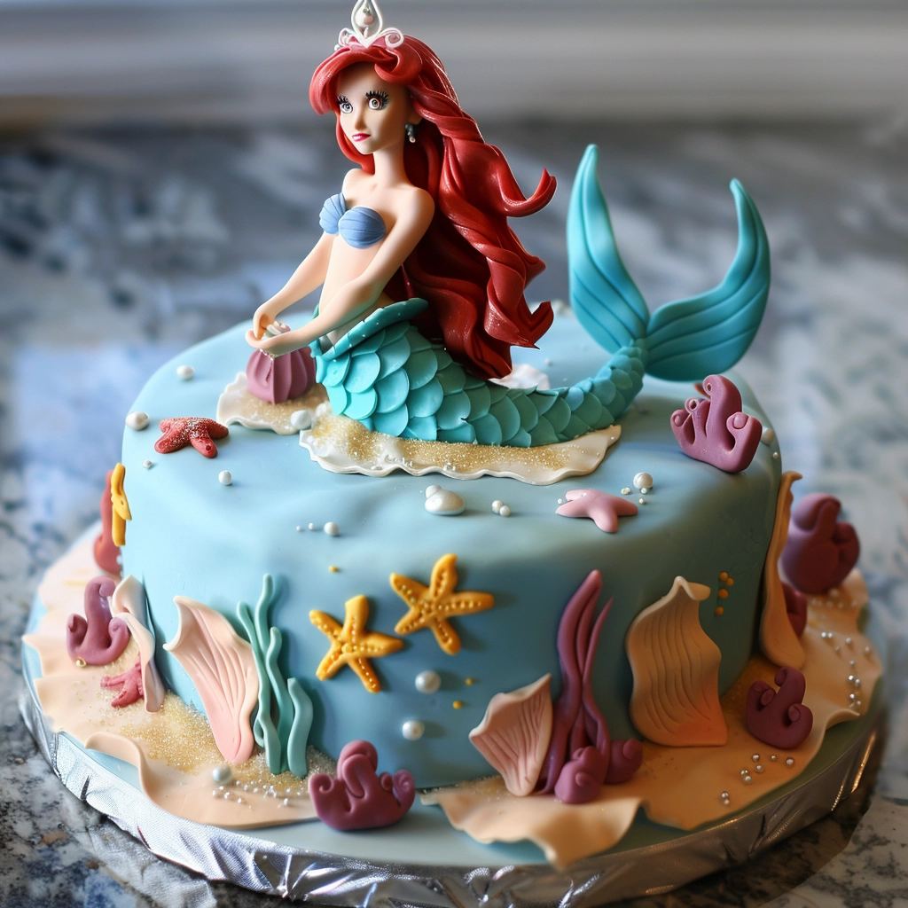 the little mermaid disney quinceanera cake