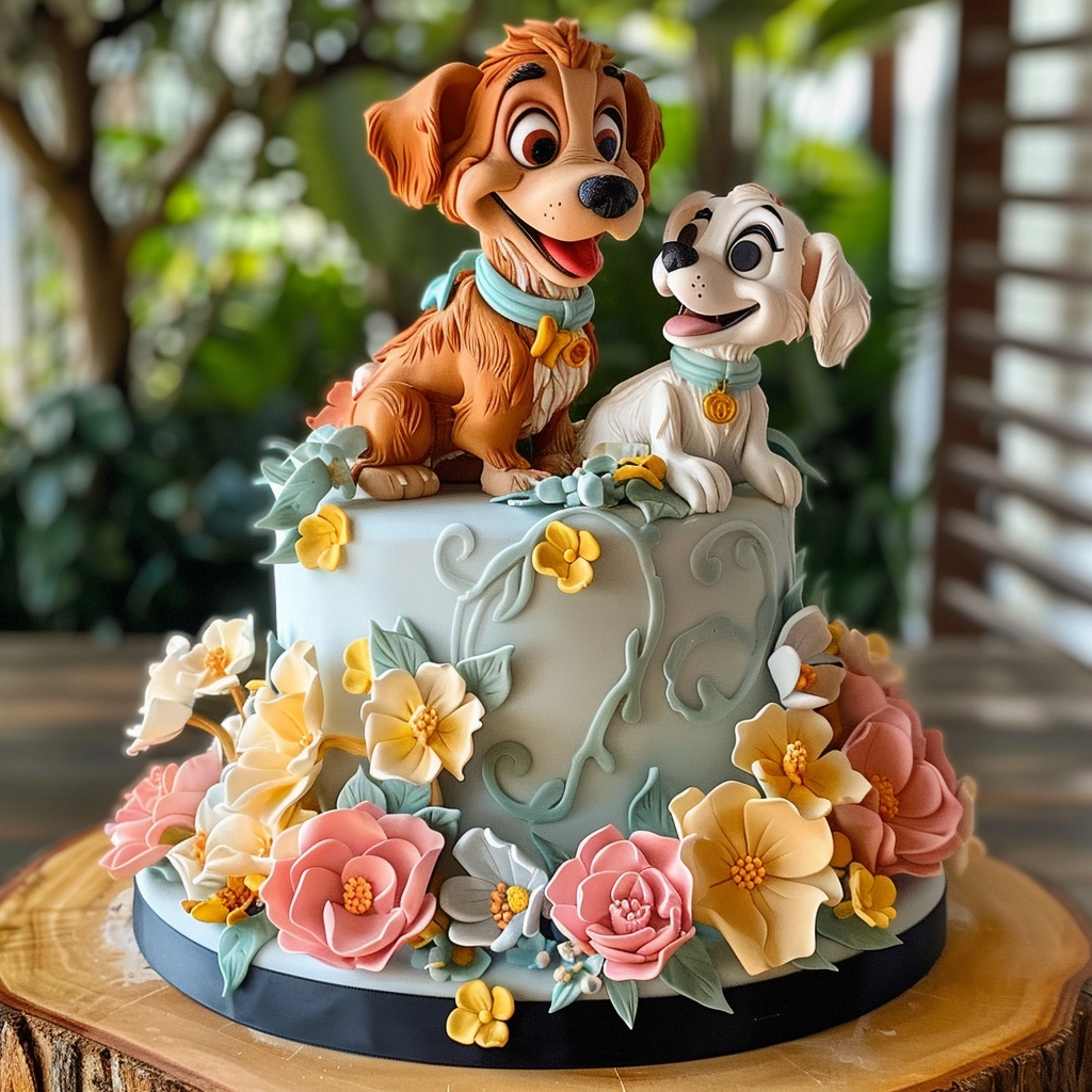 lady and the tramp disney quinceanera cake