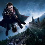 A Quinceanera celebration with Daniel Radcliffe, a man flying through the air over a castle