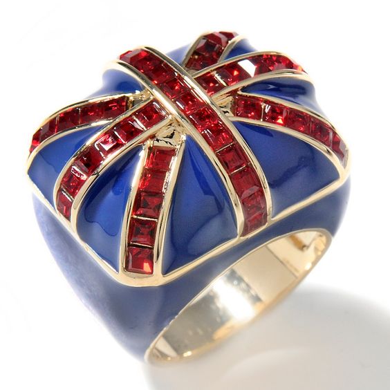 A Quinceanera ring with a British flag on it