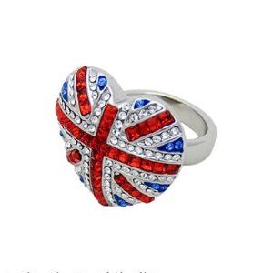 A Quinceanera ring with a British flag design on it