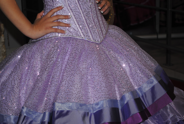Detail of one of Mitzy's Quinceañera dresses.