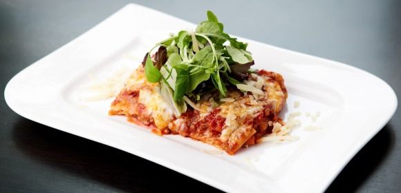 Beautifully plated lasagna dish