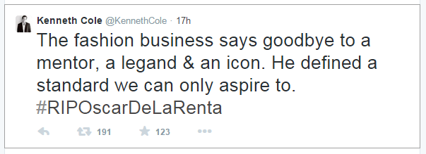 Dress designer Oscar De La Renta Fashion Icon