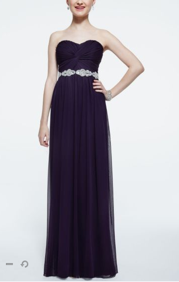 David's Bridal Strapless Dress with Ruched Bust & Beading $99