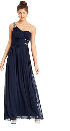 Macy's City Studios Juniors' One-shoulder Rhinestone Dress $99