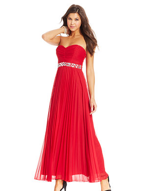 Macy's Speechless Juniors'Jewel-Trim Strapless Gown $99