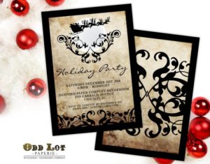Quinceanera invitation with a picture frame and Christmas party ornaments