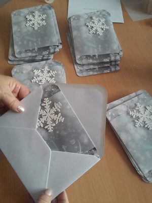 Quinceanera gray and silver winter wedding ideas Wedding Invitation, a person holding a piece of paper with snowflakes on it