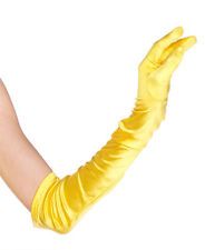 yellow satin gloves