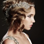 Quinceanera: Gatsby 1920s modern hair inspo hairstyle, a woman in a white dress wearing a tiable