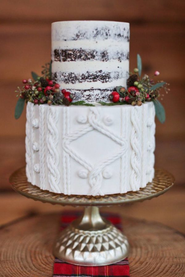 Quinceanera cake, a white frosted cake with red berries on top