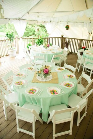 A table set up for a Quinceanera party