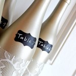 Three bottles of wine with Quinceanera labels on a shoe