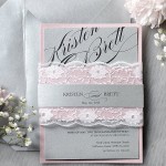 Quinceanera invitation gray and pink, a paper cutout of a Mexican style sign