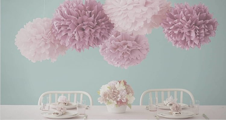 Paper floral decorations of various colors