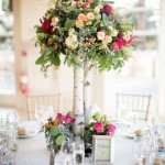 A Quinceanera floral bouquet, a centerpiece of flowers and greenery on a table
