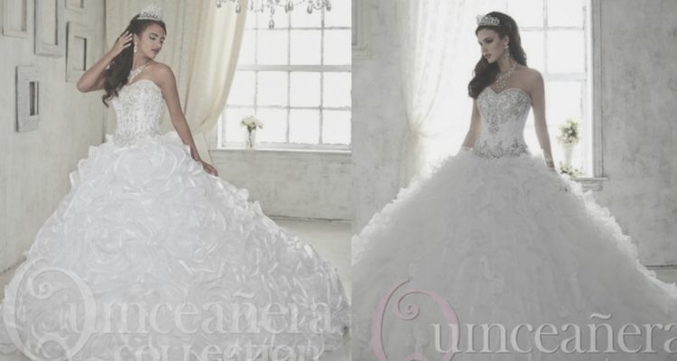 two white Quinceanera Dresses