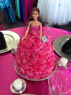 barbie in dress as centerpiece