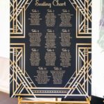 A black and gold art deco Quinceanera seating plan inspired by the 1920s