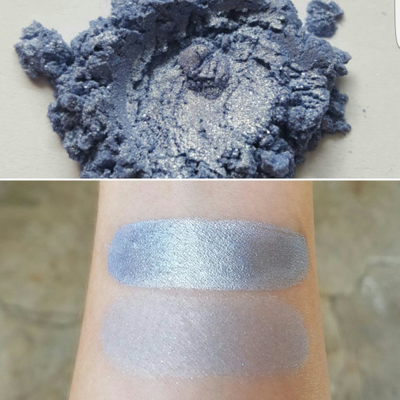 Close up of a person's arm with blue eye shadow makeup for a Quinceanera