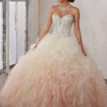 Fall Quinceañera dresses, a woman in a ball gown posing for a picture