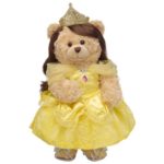 A Quinceanera themed image featuring a teddy bear dressed in a yellow dress