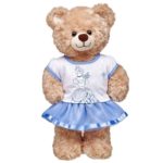 Quinceanera-themed image: a teddy bear dressed in a blue dress