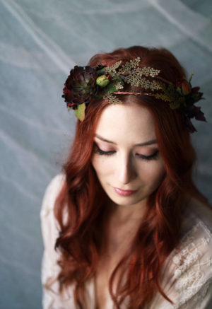 Quinceanera - Woman with red hair wearing a flower crown headpiece