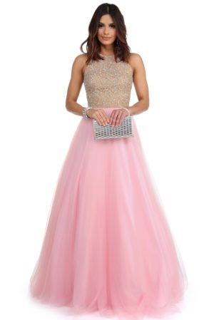 Quinceanera gown, a woman in a pink dress with a clutch