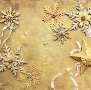 Quinceanera: Werribee Park Mansion, a gold and silver Christmas decoration with snowflakes
