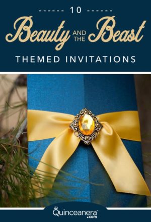 Quinceanera invitations with a Beauty and the Beast theme