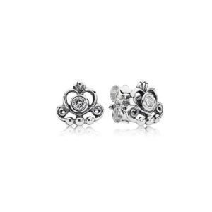 Quinceanera image: A pair of Pandora Princess earrings featuring diamonds.
