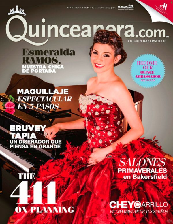 Esmeralda Ramos featured in Quinceanera.com Magazine Cover, April 2014