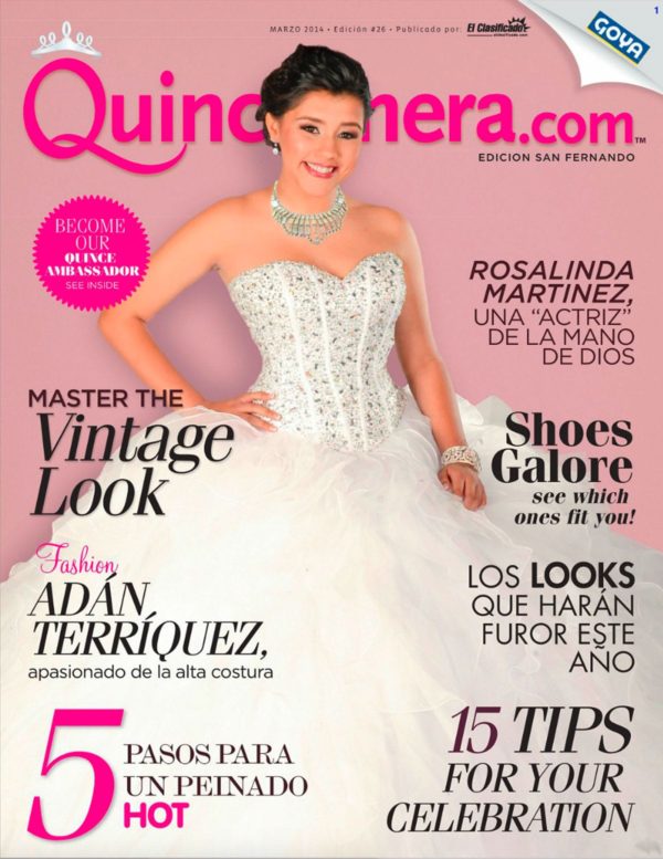 Rosalinda Martinez featured in Quinceanera.com Magazine, March 2014