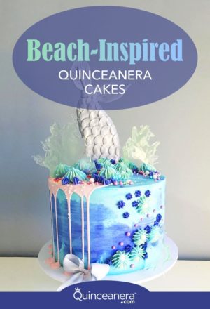 A beautifully decorated Quinceanera cake with a pineapple on top