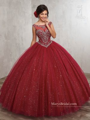 Mary's Quinceañera: A young girl wearing a red ball gown for her Quinceañera celebration
