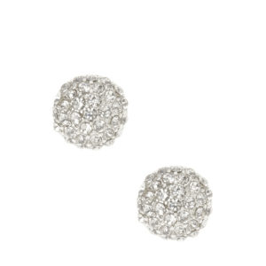 A pair of diamond stud earrings on a white background, perfect for a Quinceanera