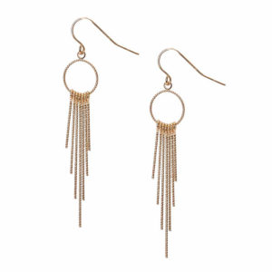 Quinceanera jewelry: a pair of gold earrings with chains