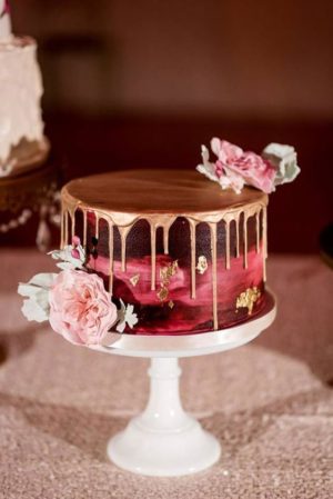 Cake decorating, a three tiered cake on a white cake stand for a Quinceanera