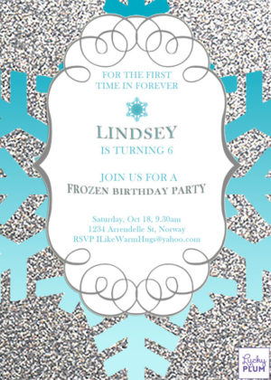 A Quinceañera-themed frozen birthday party invitation with snowflakes design