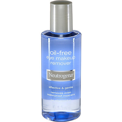A bottle of Neutrogena Eye Makeup Remover Oil Free, designed for Quinceanera, on a white background