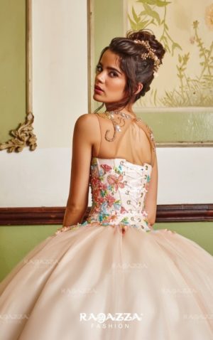 Quinceanera - A woman in a ball gown sitting on a chair